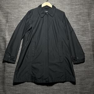 L.L. Bean Jacket Women's Medium Black Rain Zip Snap Nylon Hooded 265181